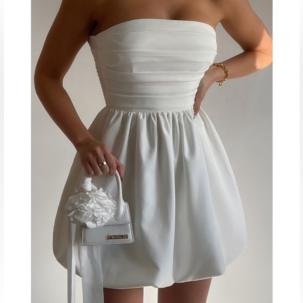Showpo Shaima Mini Dress Strapless Dress in White